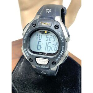 Timex Men's Watch T5E901 Ironman Quartz 38mm Digital Indiglo Black Rubber Strap
